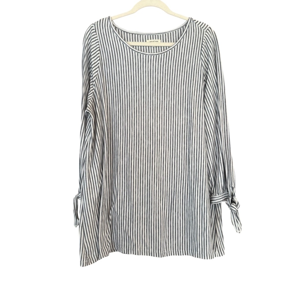 Max Studio White and Black Striped Blouse